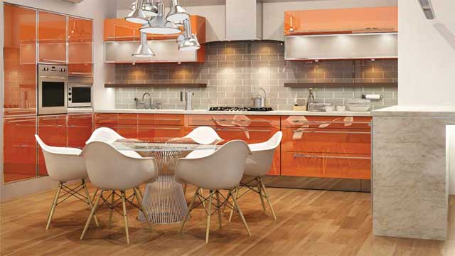kitchen with high gloss finish
